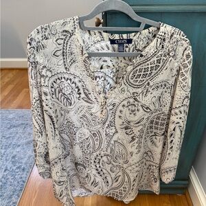 Chaps Women's Black and White Paisley Blouse